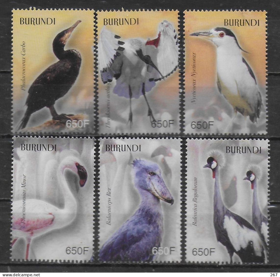 BURUBDI   N° 1082/87  * *  ( Cote 18e )  Oiseaux Cigogne Cygne Grue - Picotenazas & Aves Zancudas