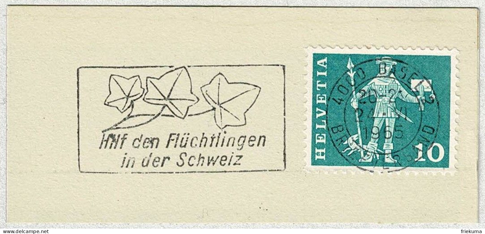 Schweiz / Helvetia 1965, Flaggenstempel Hilf Den Flüchtlingen / Réfugié / Refugee Basel - Flüchtlinge