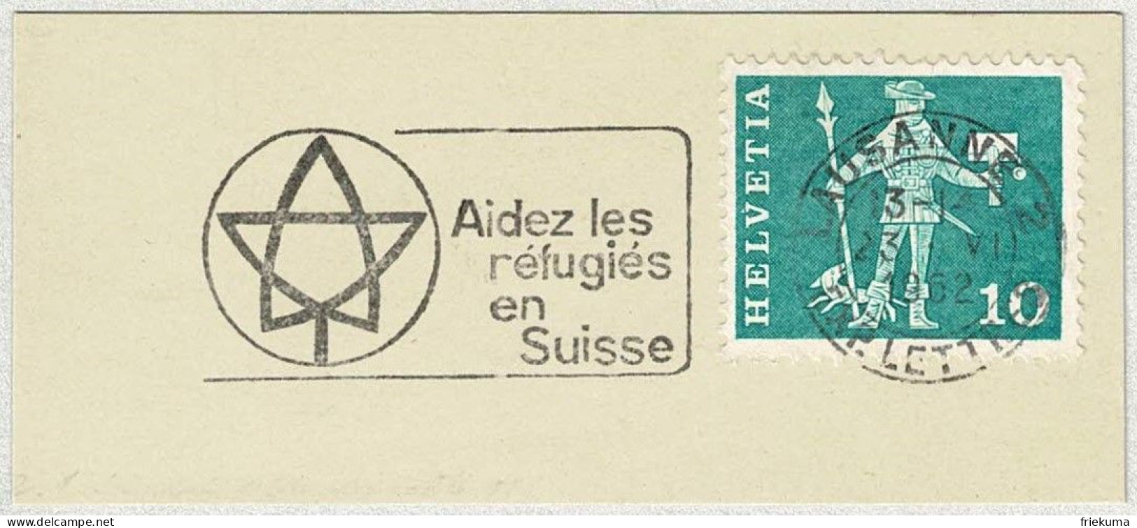 Schweiz / Helvetia 1962, Flaggenstempel Hilf Den Flüchtlingen / Réfugié / Refugee Lausanne - Flüchtlinge