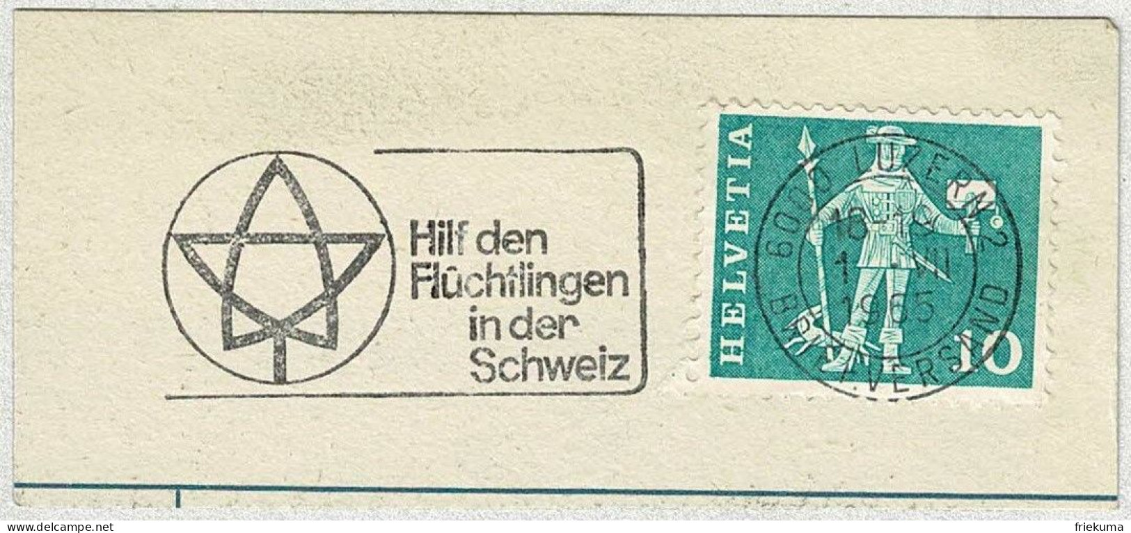 Schweiz / Helvetia 1965, Flaggenstempel Hilf Den Flüchtlingen / Réfugié / Refugee Luzern - Réfugiés