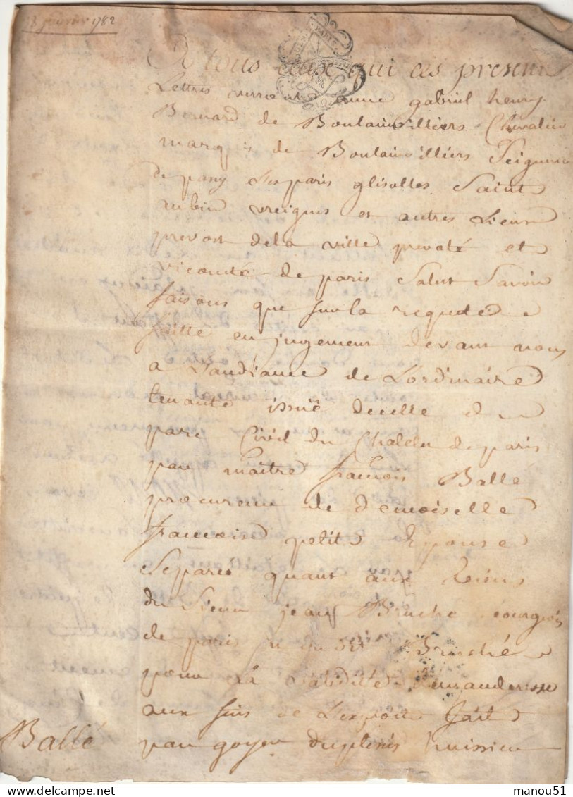 Manuscrit - Acte De Justice - Feuillet Double - 1782 - Manuscripts