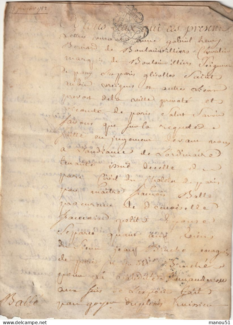 Manuscrit - Acte De Justice - Feuillet Double - 1782 - Manuscrits