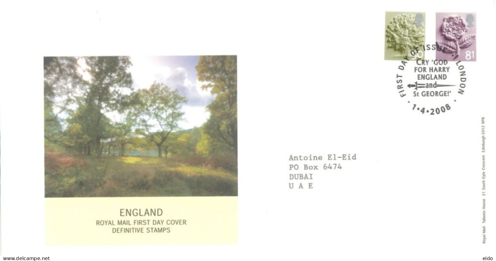 GREAT BRITAIN - 2008, FDC OF ENGLAND ROYAL MAIL DEFINITIVE STAMPS. - Cartas & Documentos