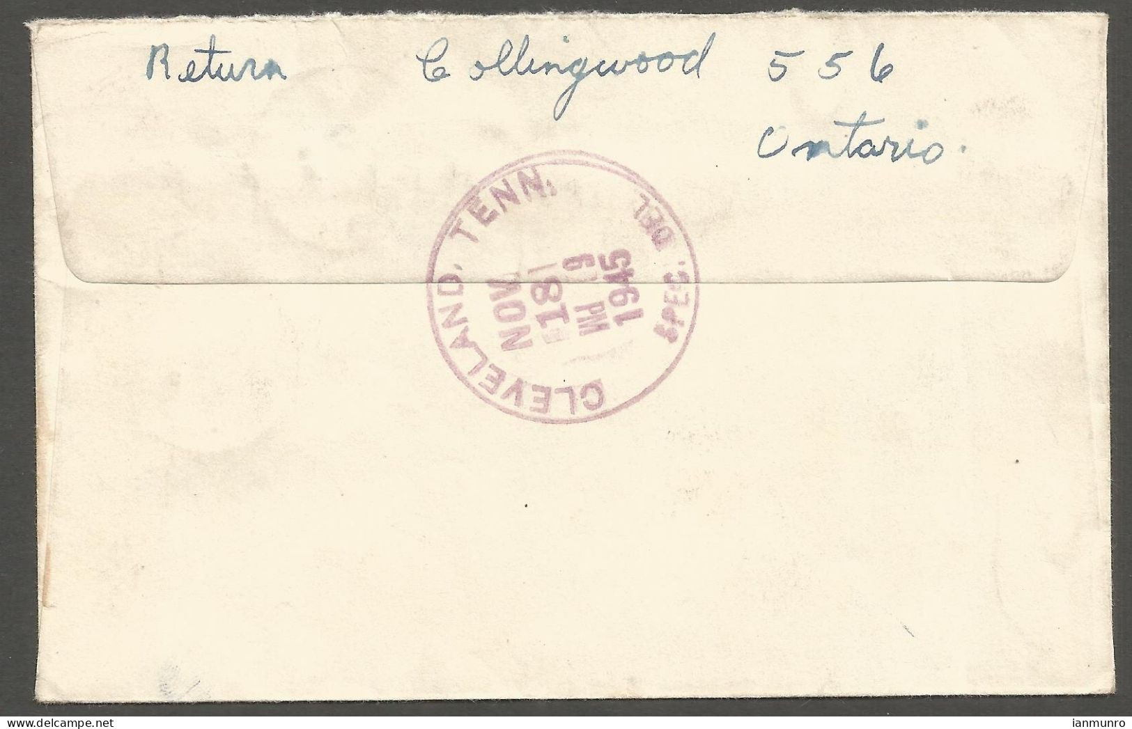 1945 Special Delivery Cover 14c War CDS Collingwood Ontario To USA - Histoire Postale