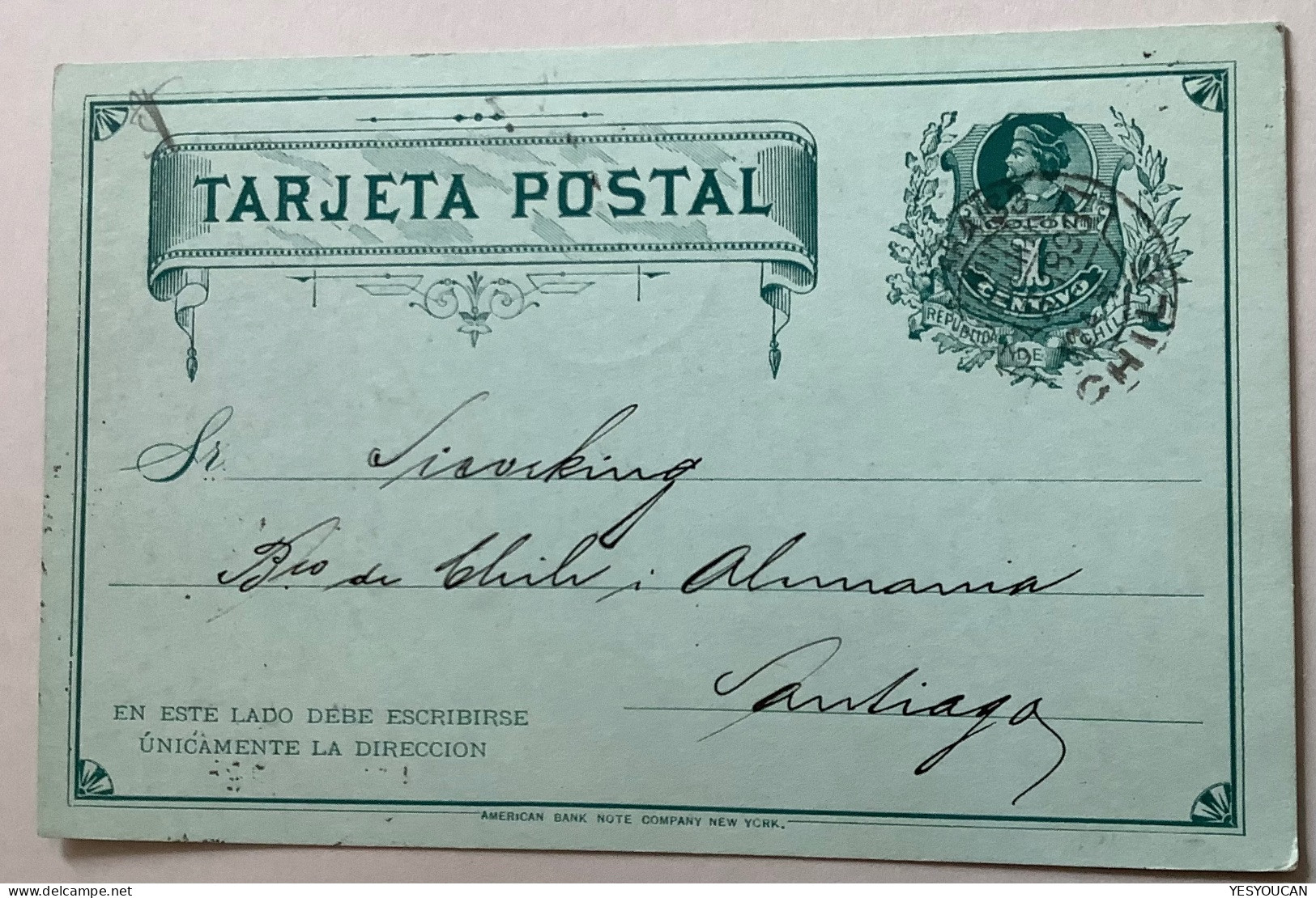 ADVERTISEMENT DEUTSCHER SCHÜTZENVEREIN 1898 Santiago Chile 1c Postal Stationery Card (shooting Sport Tir Fusil - Cile