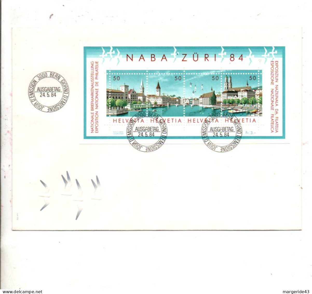 SUISSE FDC 1984 BF EXPO NABA ZURICH - Cartas & Documentos