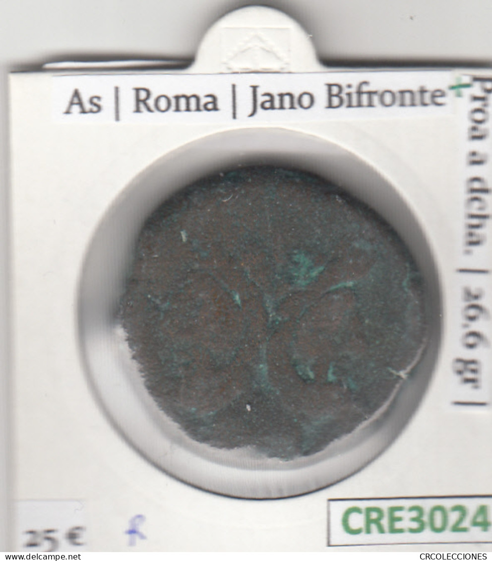 CRE3024 MONEDA ROMANA AS JANO BIFRONTE PROA - Otros & Sin Clasificación