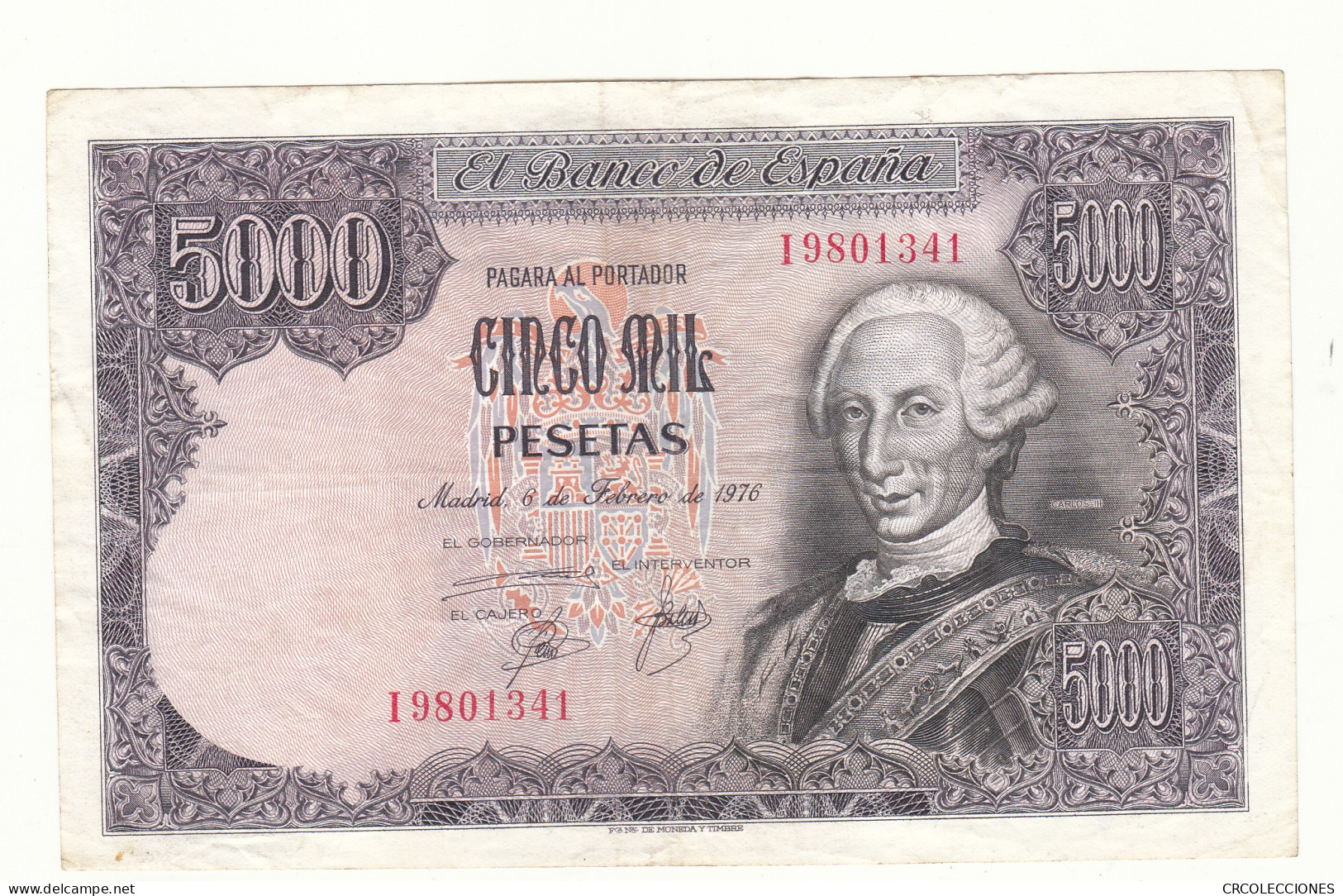 CRBS1156 BILLETE ESPAÑA 5000 PESETAS 1976 SERIE I USADO - [ 4] 1975-…: Juan Carlos I.