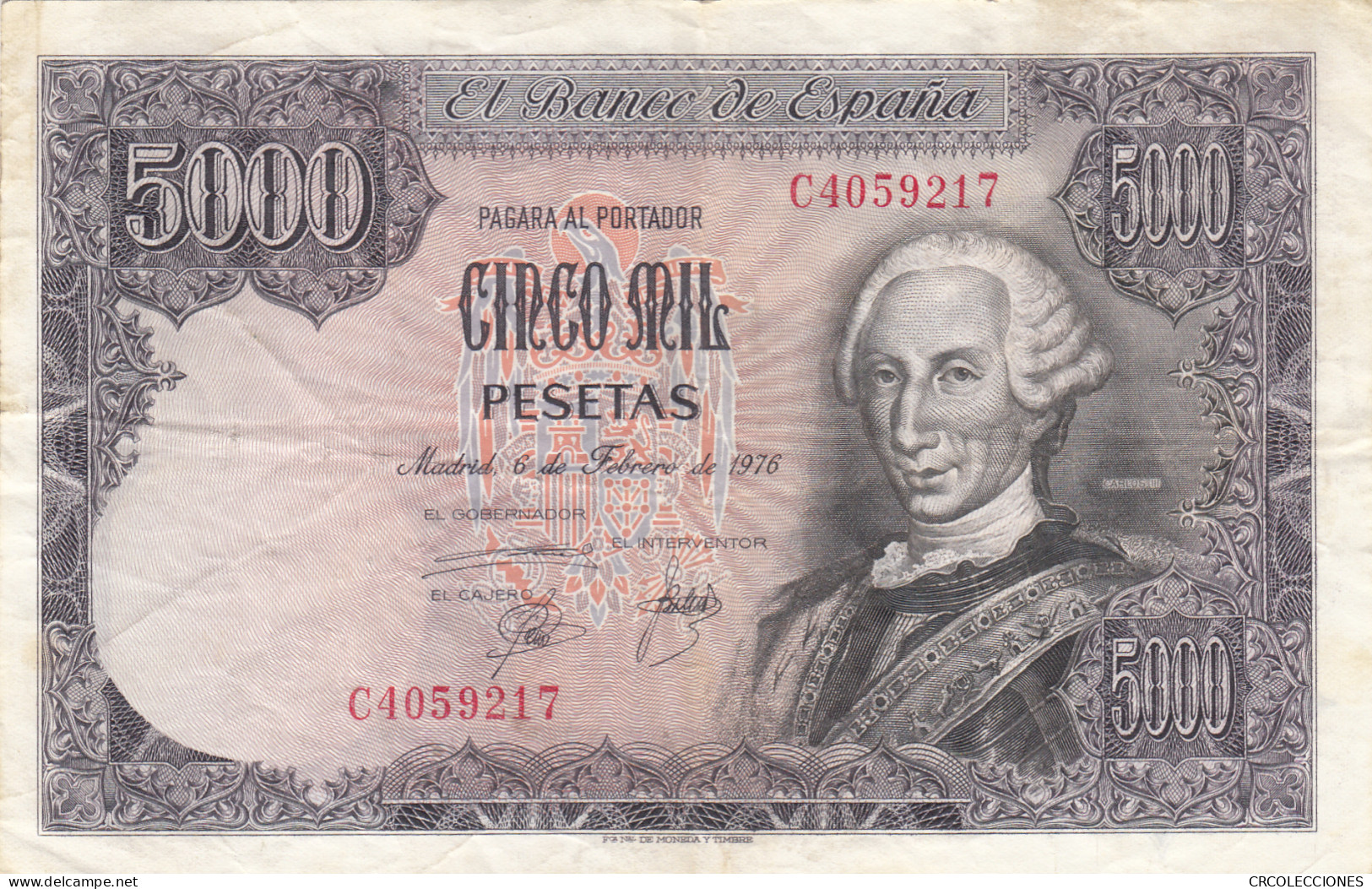 CRBS1150 BILLETE ESPAÑA 5000 PESETAS 1976 SERIE C USADO - [ 4] 1975-… : Juan Carlos I