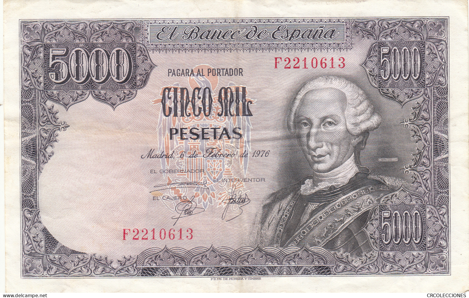 CRBS1153 BILLETE ESPAÑA 5000 PESETAS 1976 SERIE F USADO - [ 4] 1975-… : Juan Carlos I