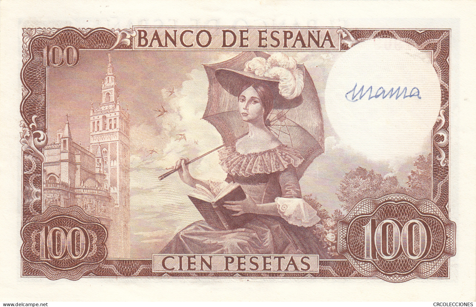 CRBS1143 BILLETE ESPAÑA 100 PESETAS 1965 SIN SERIE S/C- CON BOLI - Otros & Sin Clasificación