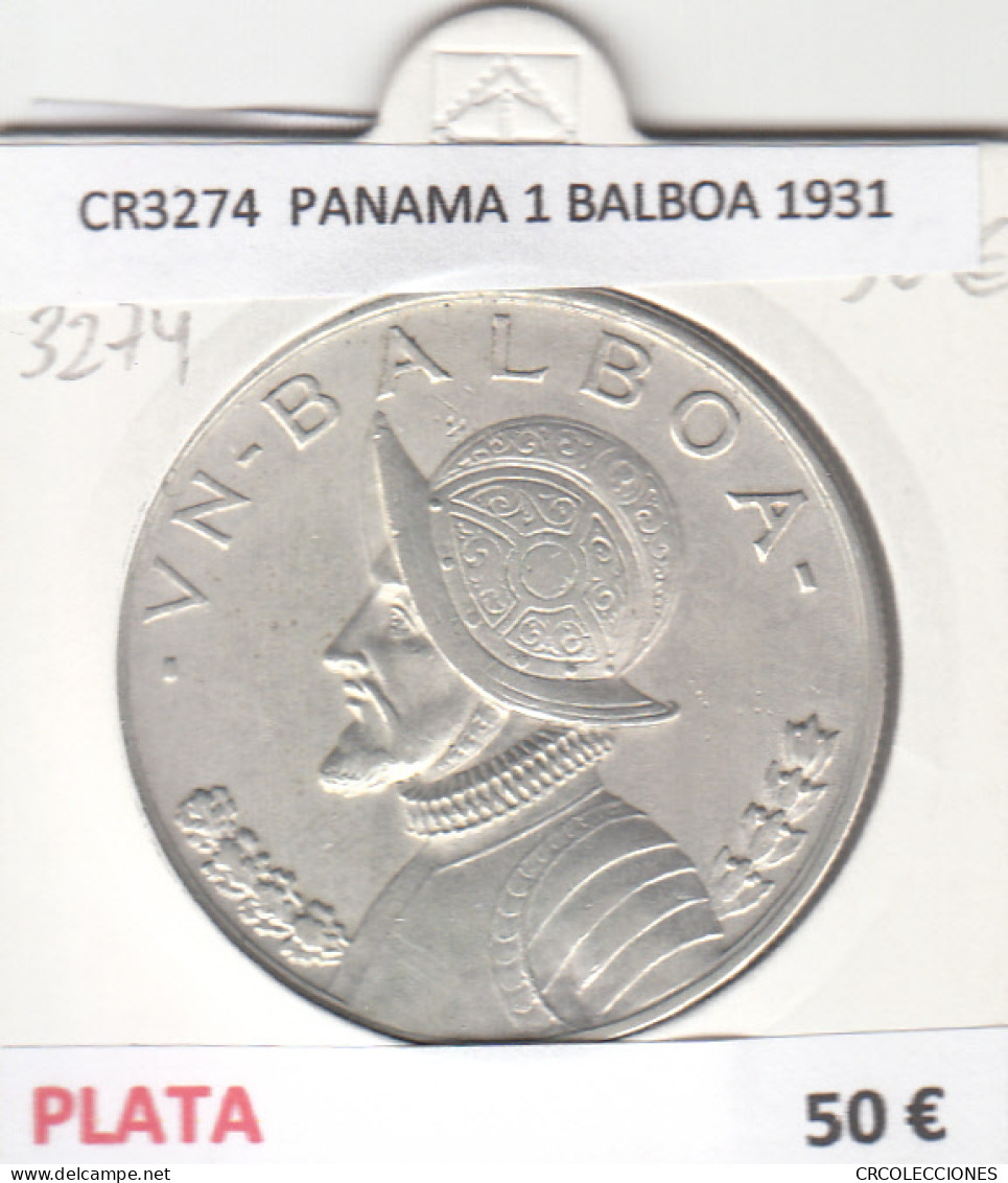 CR3274 MONEDA PANAMA 1 BALBOA 1931 MBC PLATA  - Altri – America