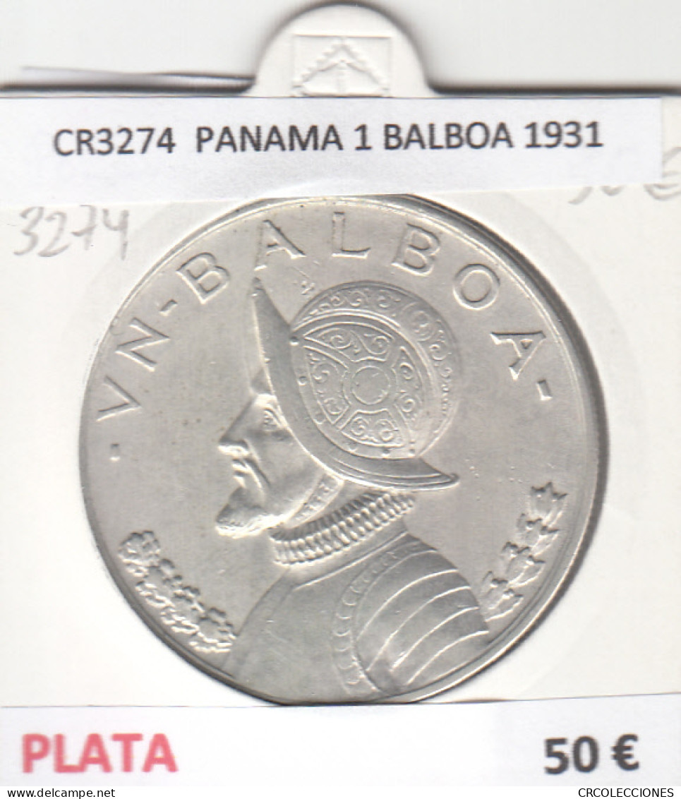 CR3274 MONEDA PANAMA 1 BALBOA 1931 MBC PLATA  - Autres – Amérique