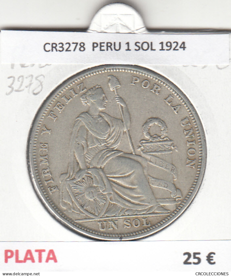 CR3278 MONEDA PERU 1 SOL 1924 MBC PLATA - Sonstige – Amerika