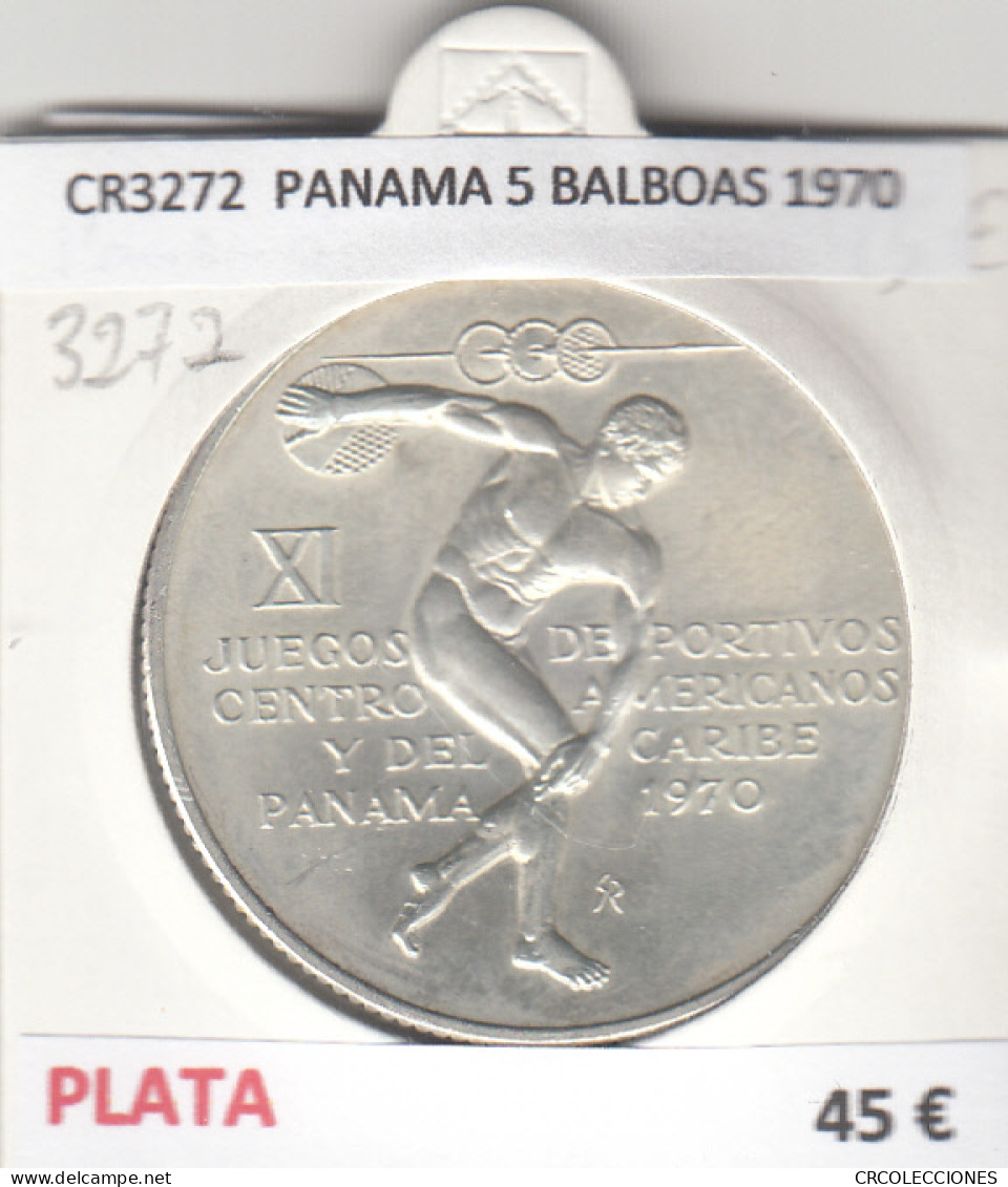 CR3272 MONEDA PANAMA 5 BALBOAS 1970 MBC PLATA - Autres – Amérique