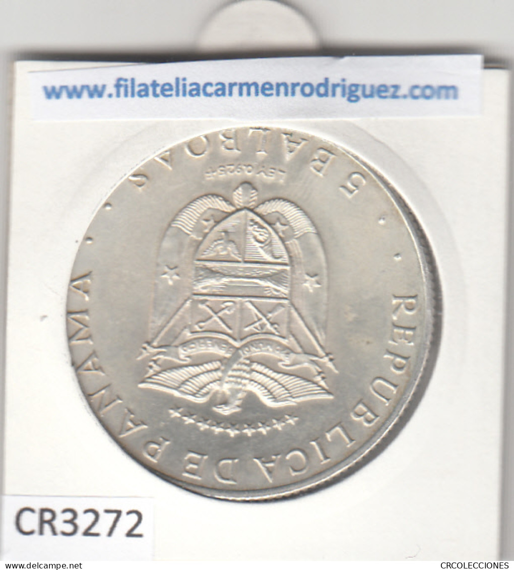 CR3272 MONEDA PANAMA 5 BALBOAS 1970 MBC PLATA - Autres – Amérique