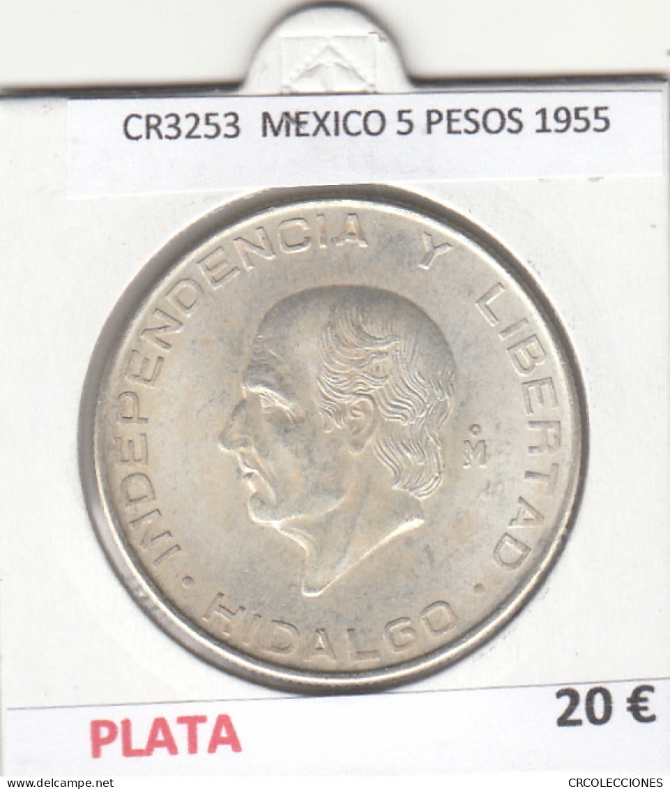 CR3253 MONEDA MEXICO 5 PESOS 1955 PLATA - Otros – América