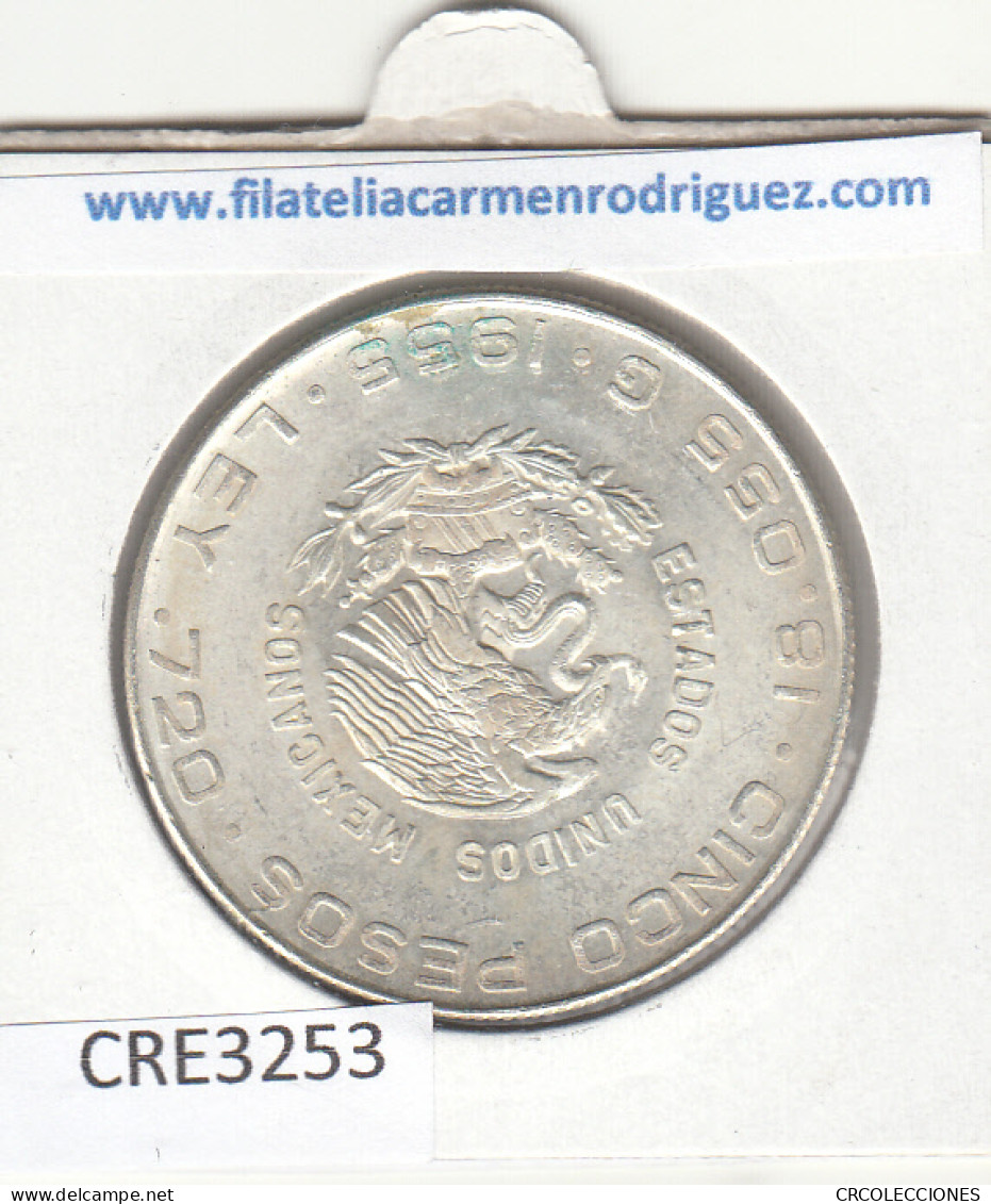 CR3253 MONEDA MEXICO 5 PESOS 1955 PLATA - Other - America