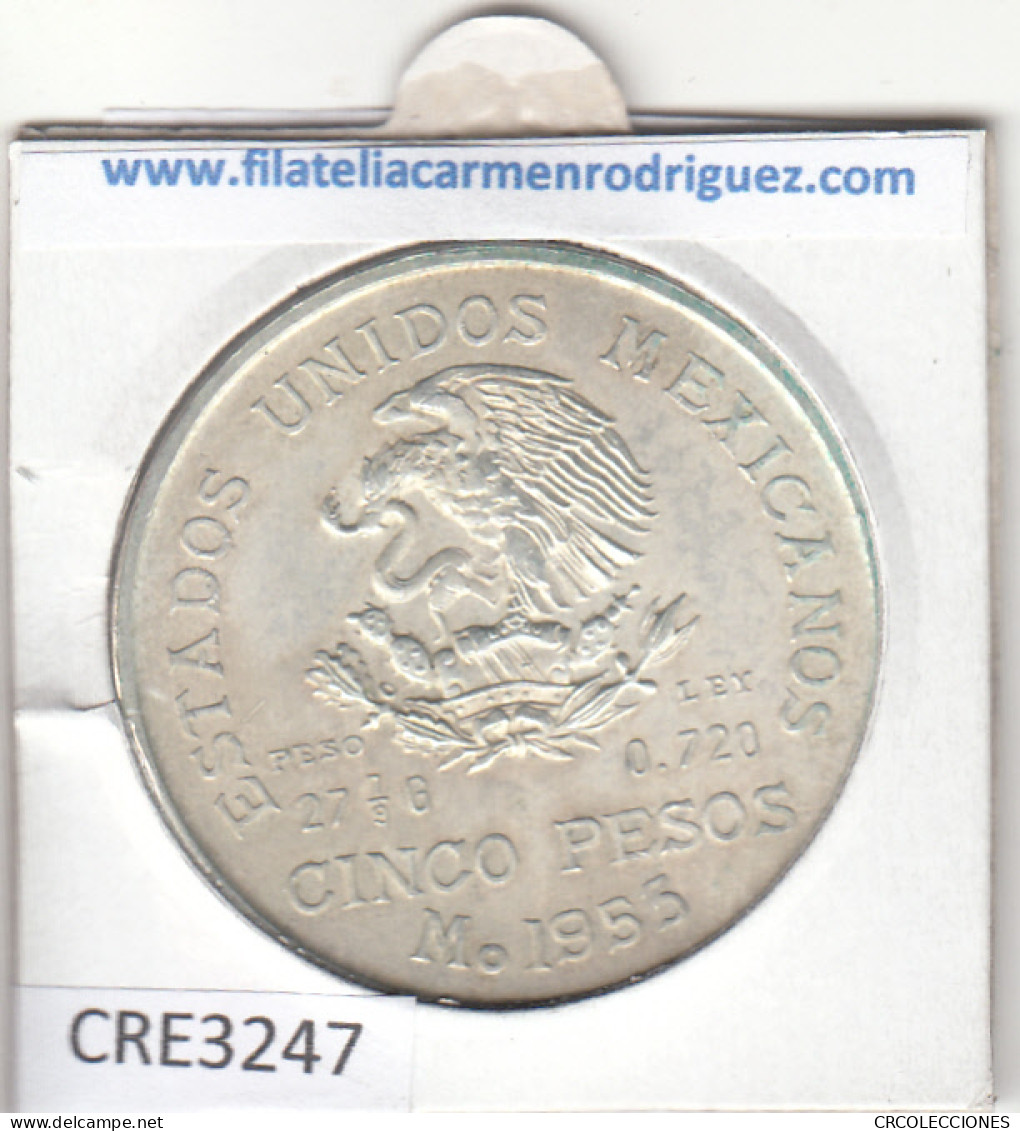 CR3247 MONEDA MEXICO 5 PESOS 1953 PLATA - Other - America