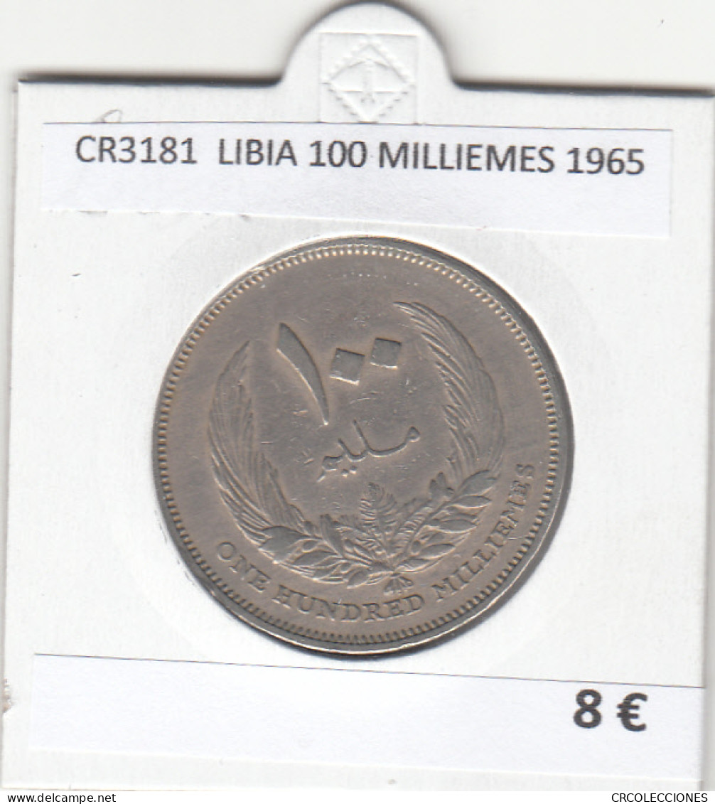 CR3181 MONEDA LIBIA 100 MILLIEMES 1965 MBC - Sonstige – Afrika