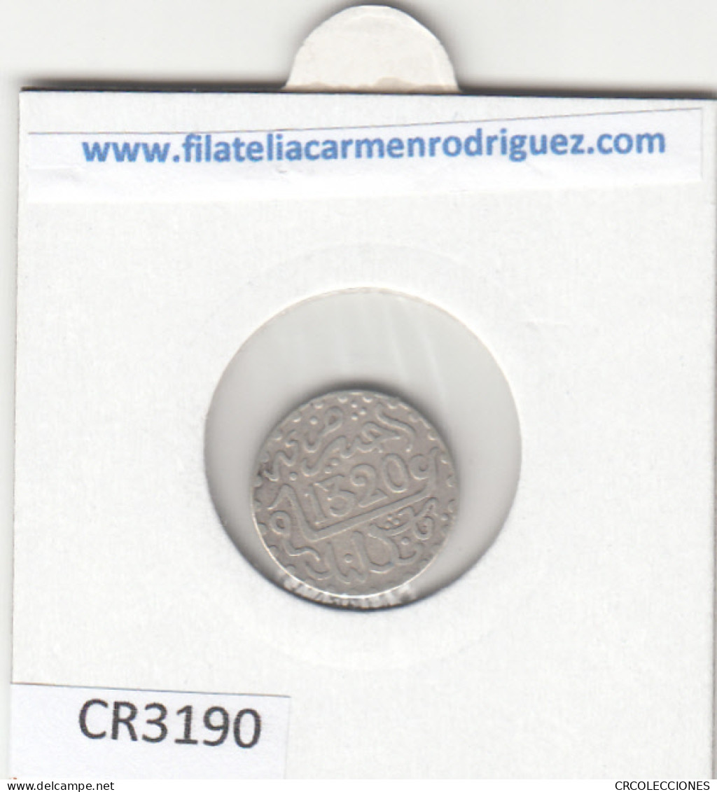 CR3190 MONEDA MARRUECOS 1/20 RIAL 1902 MBC PLATA  - Autres – Afrique