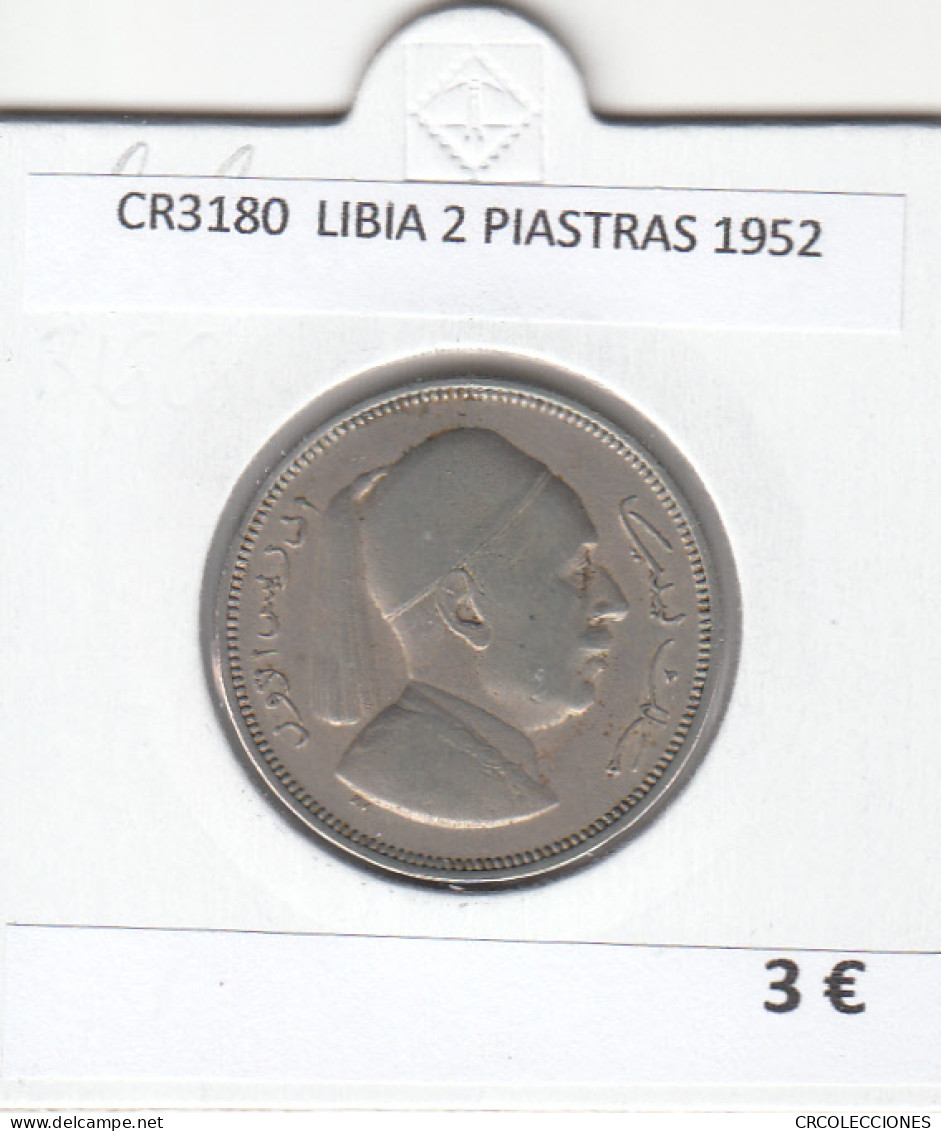 CR3180 MONEDA LIBIA 2 PIASTRAS 1952 MBC - Other - Africa