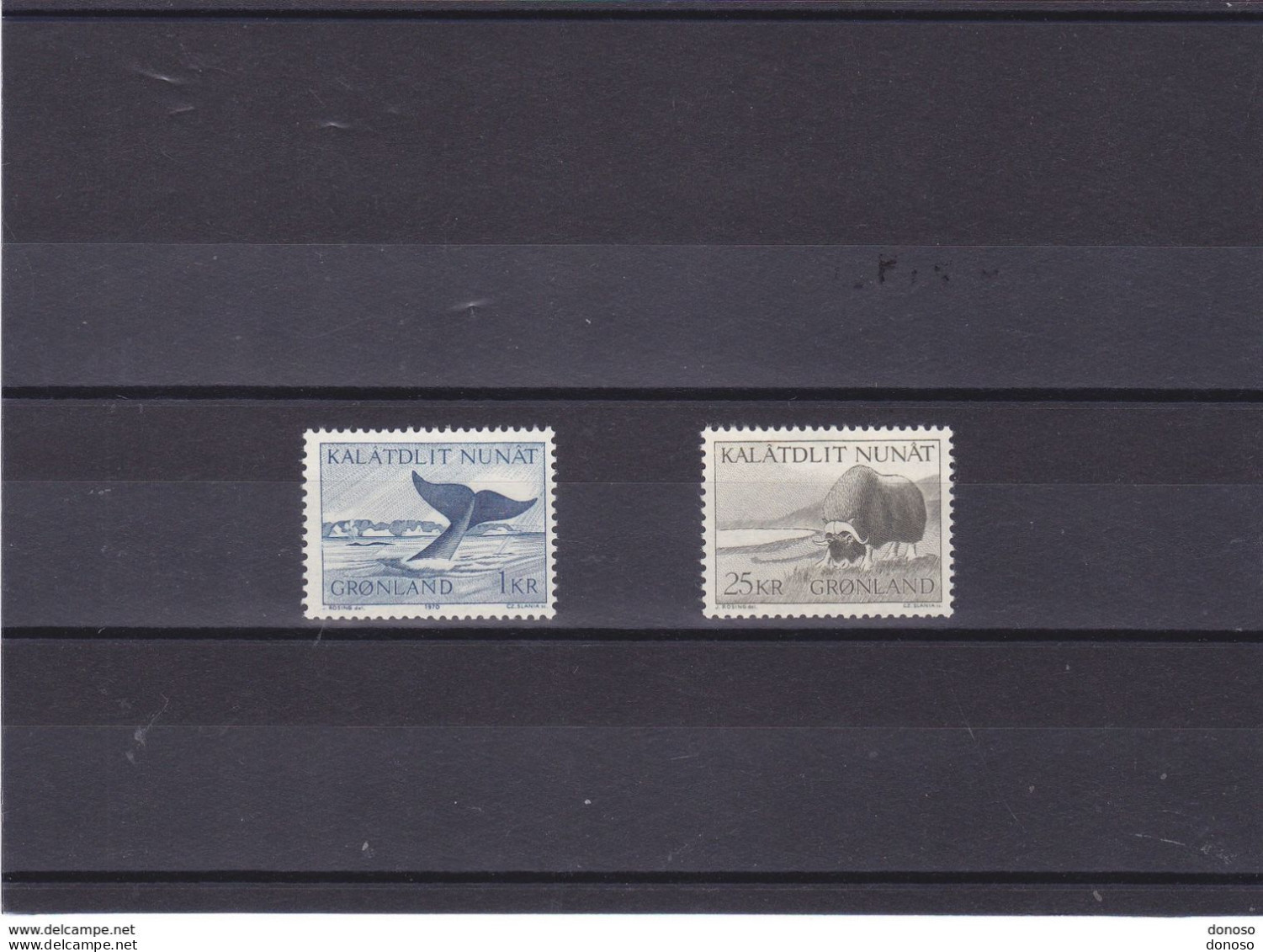 GROENLAND 1969  ANIMAUX : BALEINE, BOEUF MUSQUE Yvert 62-63, Michel 74-75 NEUF** MNH Cote 10,60 Euros - Unused Stamps