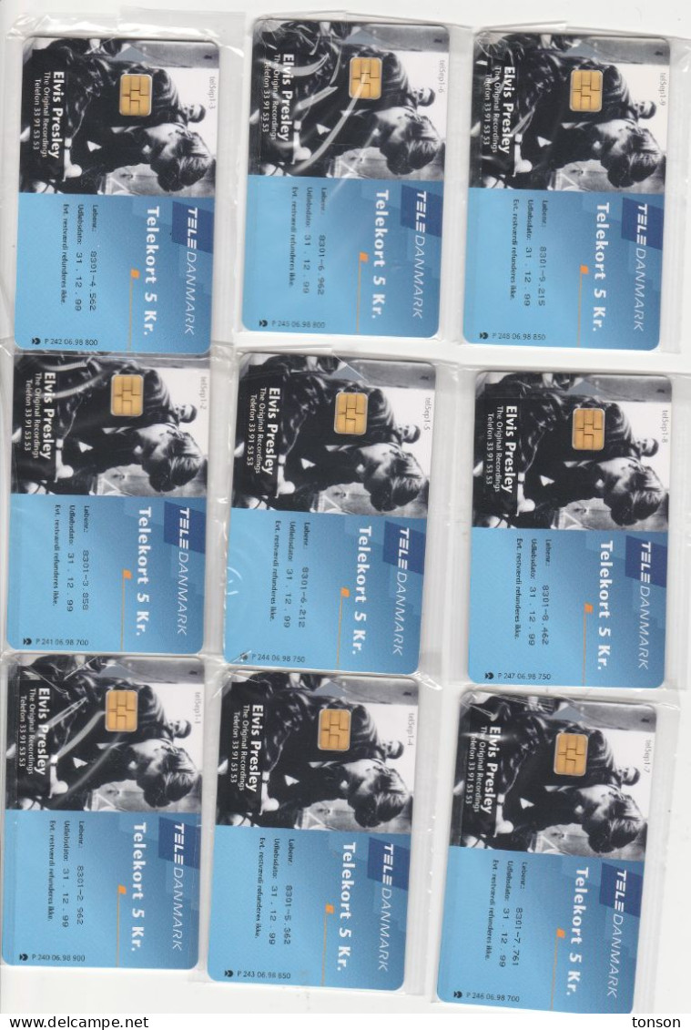 Denmark, P 240 - 248 , Elvis Presley, 9 Cards Puzzle, Max. 700 Issued, All Mint In Blister, 2 Scans. - Denemarken