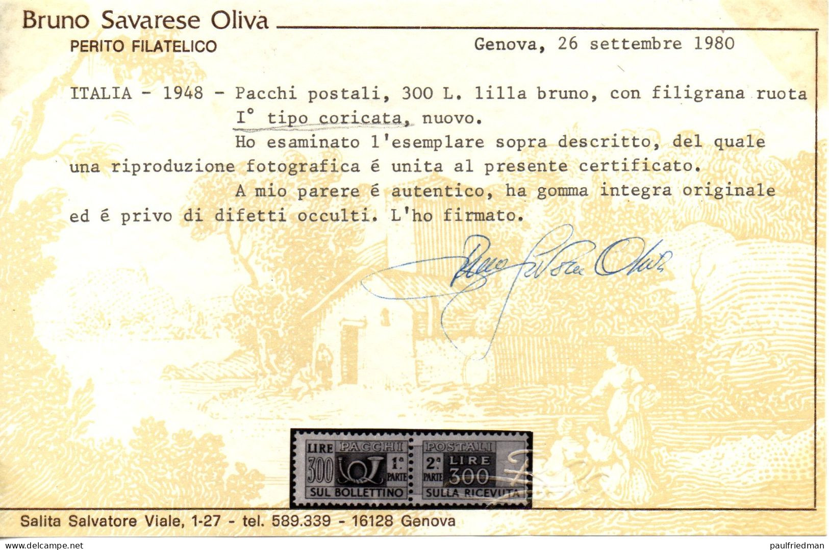 Repubblica 1946 - Pacchi Ruota Completa - Nuovi Gomma Integra MNH** - Certificato - Colis-postaux