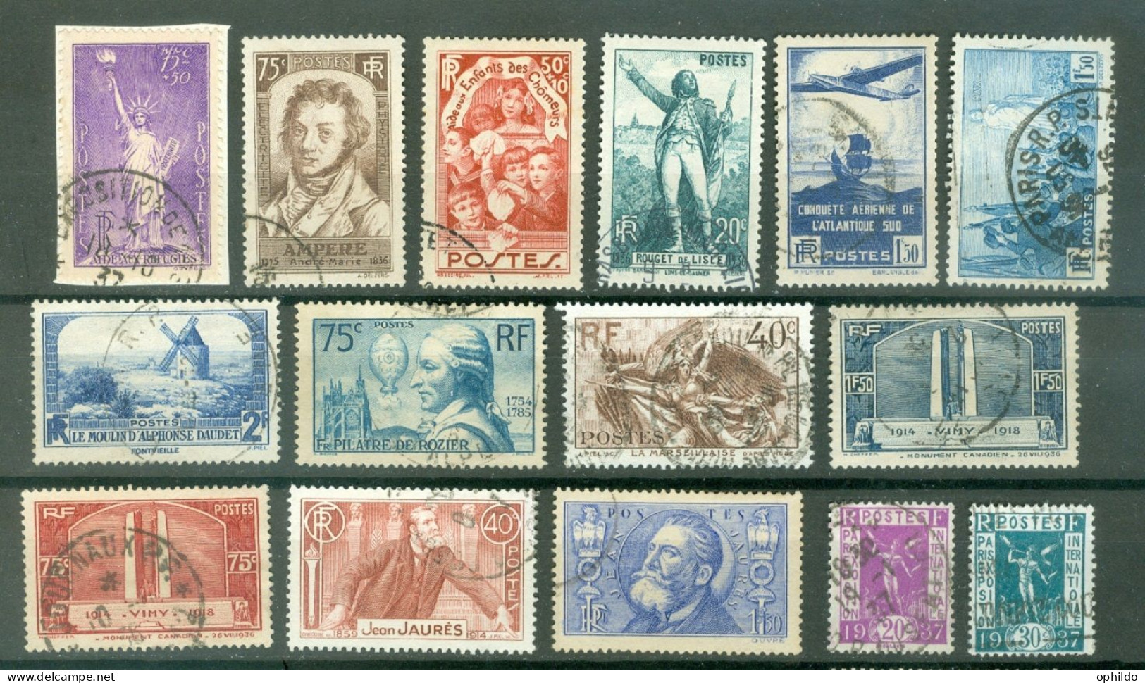 France  Année Complete 1936 Ob TB Sauf N° 321  - ....-1939