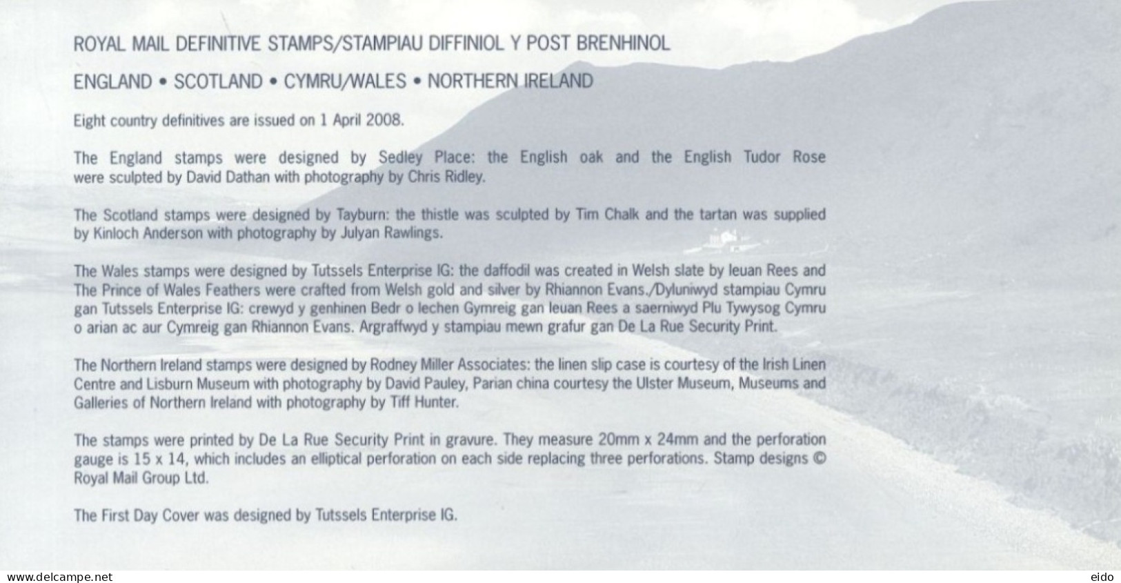 GREAT BRITAIN - 2008, FDC OF CYMRU/WAES ROYAL MAIL DEFINITIVE STAMPS. - Cartas & Documentos