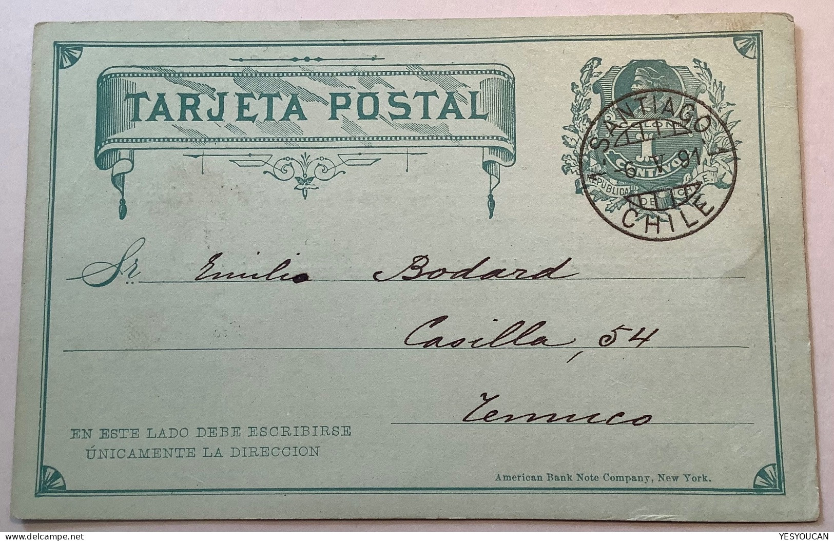 ADVERTISEMENT SOCIÉTÉ BELGE DE BIENFAISANCE 1891 Santiago Chile 1c Postal Stationery Card (Belgique - Chile