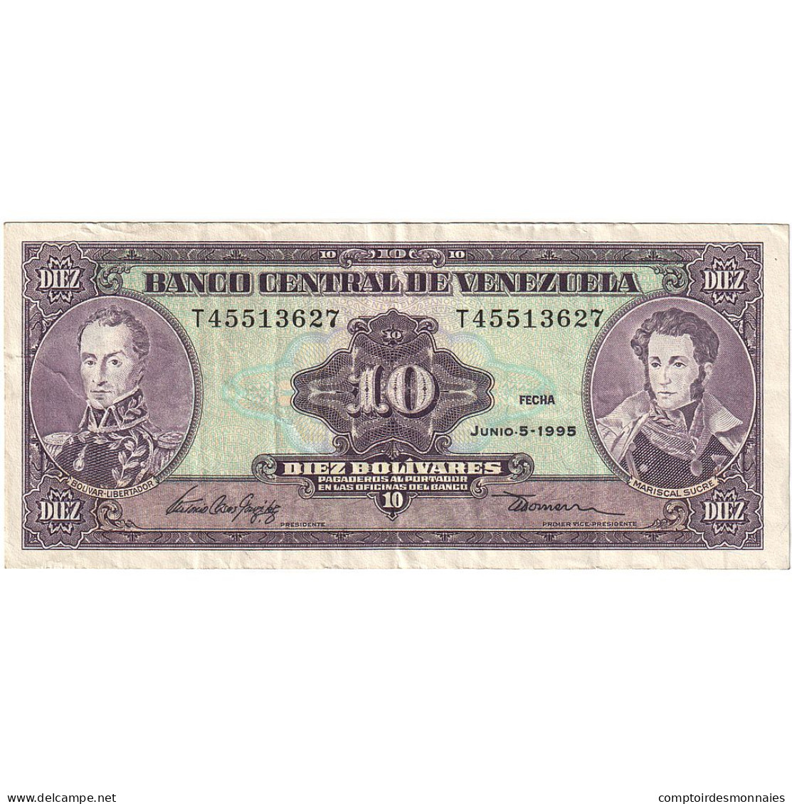 Billet, Venezuela, 10 Bolívares, 1995, 1995-06-05, KM:61d, TTB+ - Venezuela