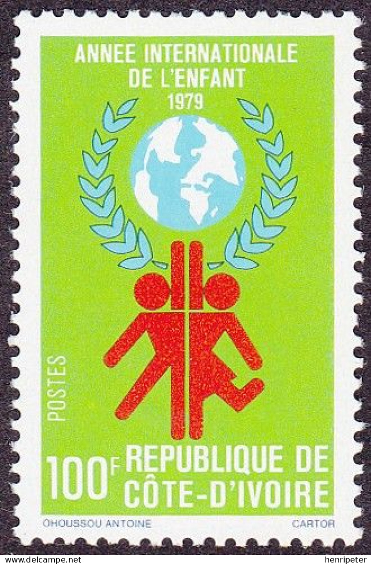 Timbre-poste Gommé Dentelé Neuf** - Année Internationale De L'enfant - N° 491 (Yvert Et Tellier) - Côte D'Ivoire 1979 - Côte D'Ivoire (1960-...)