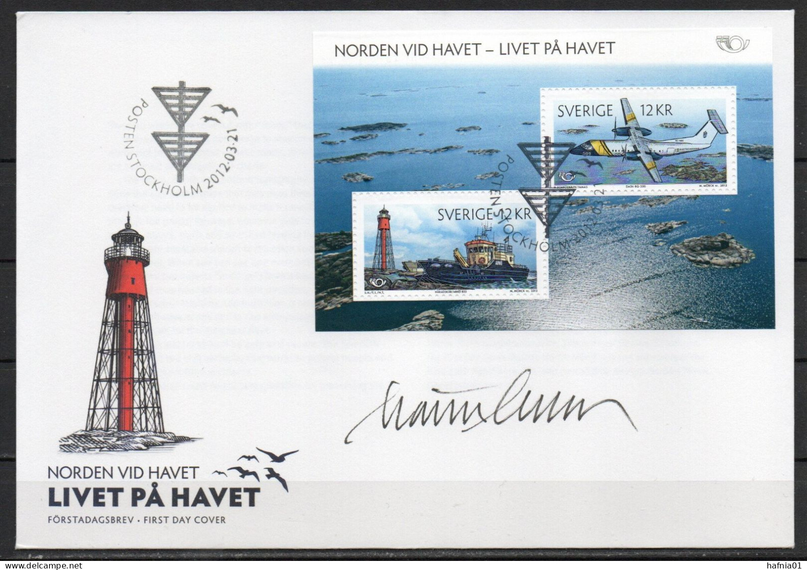 Martin Mörck. Sweden 2012. NORDEN. Michel Bl.39. FDC. Signed. - FDC