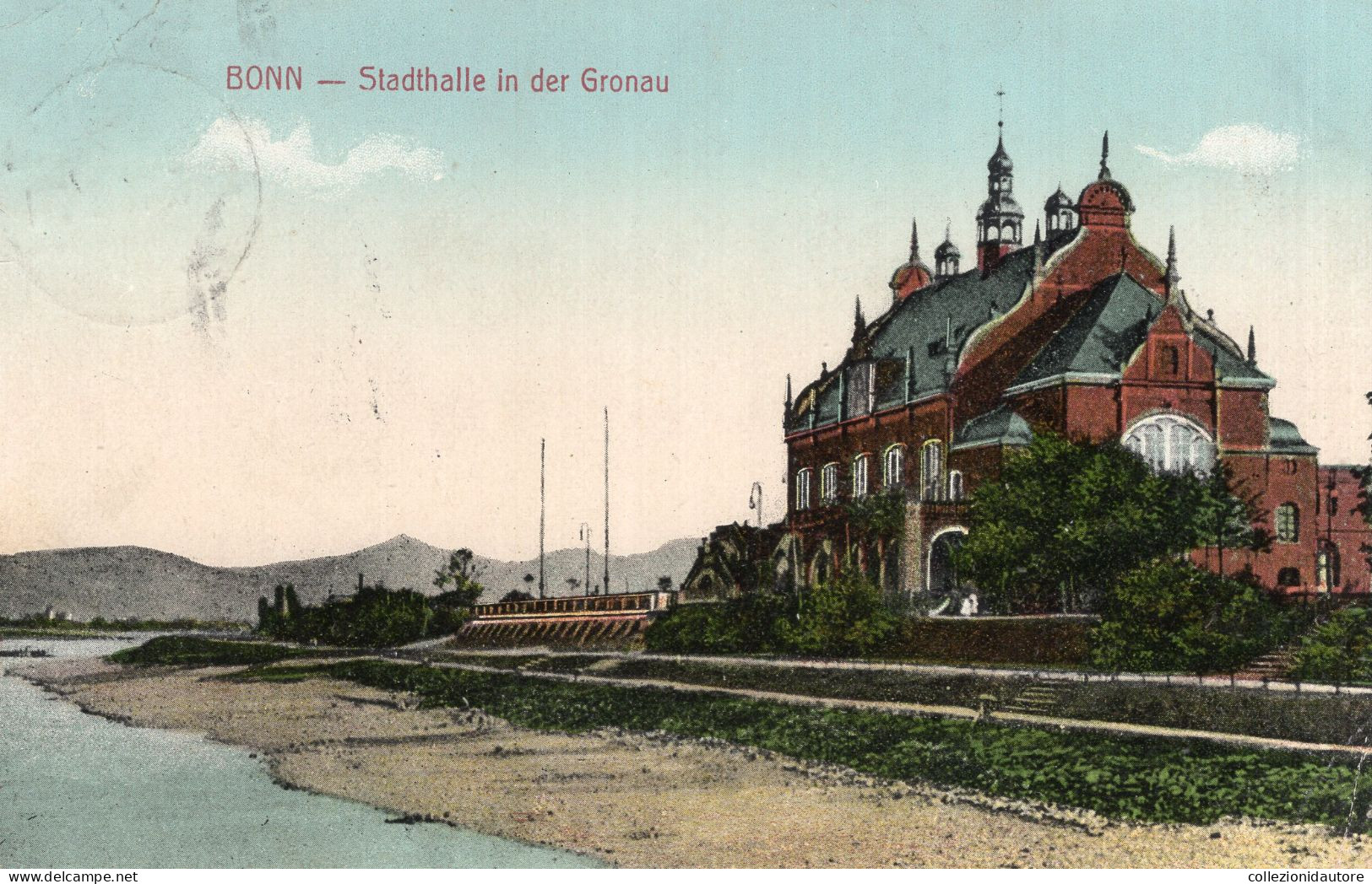 BONN - STADTHALLE IN DER GRONAU - DIREKT AM RHEINSTROM - CARTOLINA FP SPEDITA NEL 1910 - Bonn