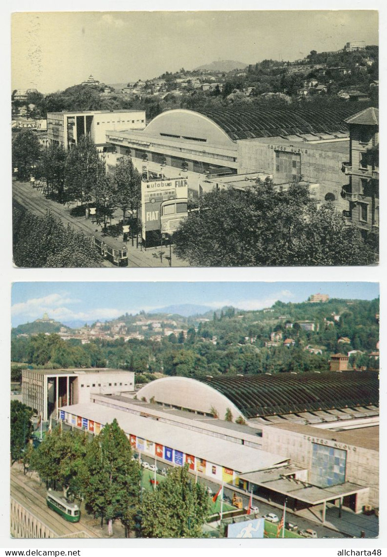 D6831] Due Cartoline PALAZZO ESPOSIZIONI AL VALENTINO - TRAM Una Cartolina Viaggiata 1959 - Autres Monuments, édifices