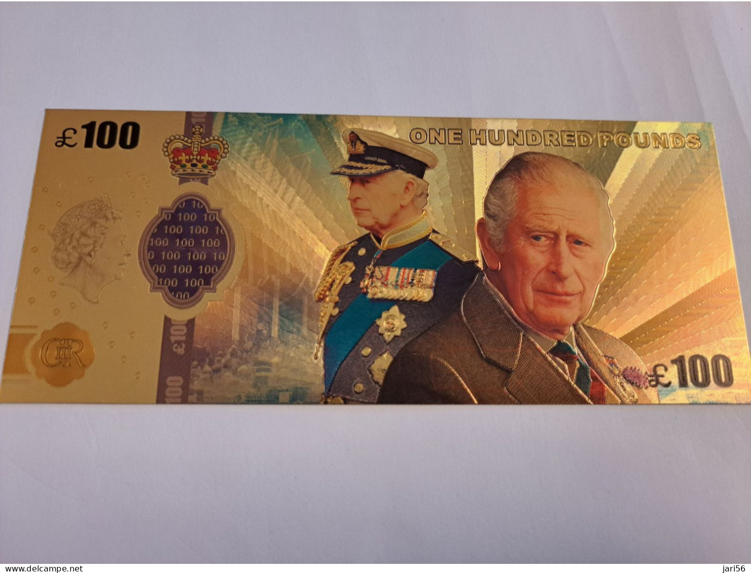 BANKNOTE / GOLDFOIL BILJET /CORONATION /  KING CHARLES 3TH/ POUND 100,-/ SOUVENIR BILJET / UNC ** Goldfoil 004 ** - Other & Unclassified