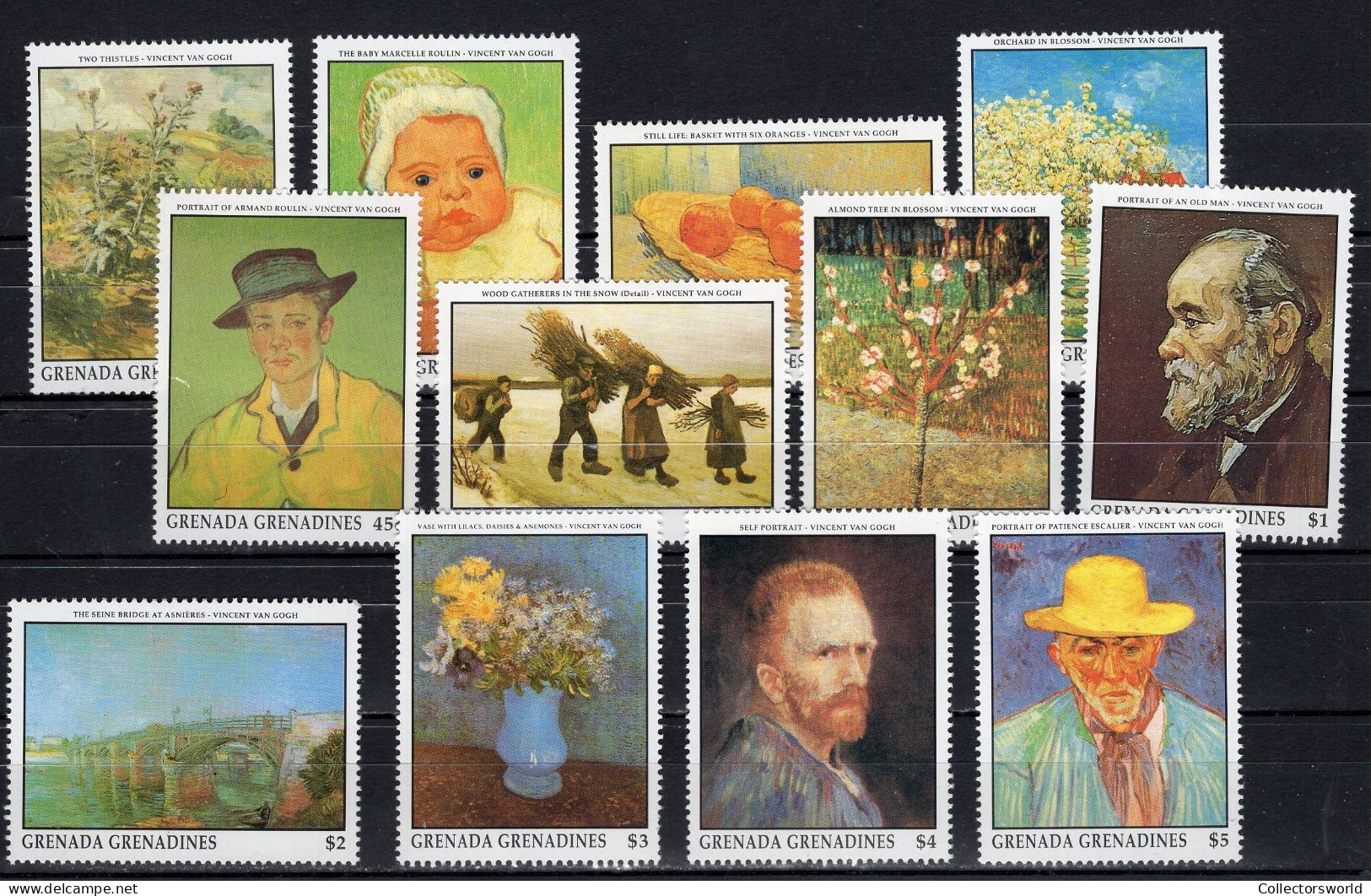 Grenada Grenadines 1991 Serie 12v Paintings Vincent Van Gogh * 45ct Stamp Tiny Damage! MNH - Grenada (1974-...)