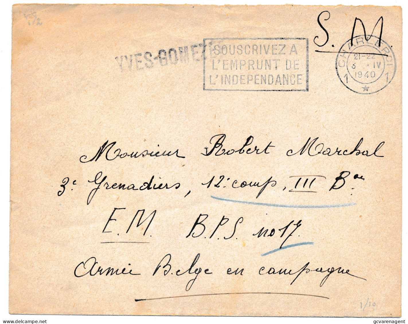 ENVELOPPE 1940  3e GRENADIERS , 12 COMP. III Ba - E.M.  BPS 107  ARMEE B. EN CAMPAGNE  2 SCANS - Storia Postale