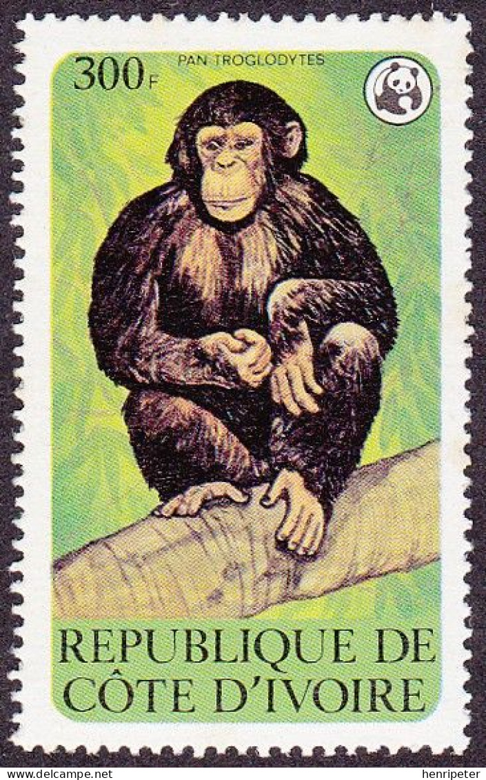 Timbre-poste Gommé Dentelé Neuf** - Chimpanzé (Pan Troglodytes) - N° 521 (Yvert Et Tellier) - RCI 1979 - Côte D'Ivoire (1960-...)