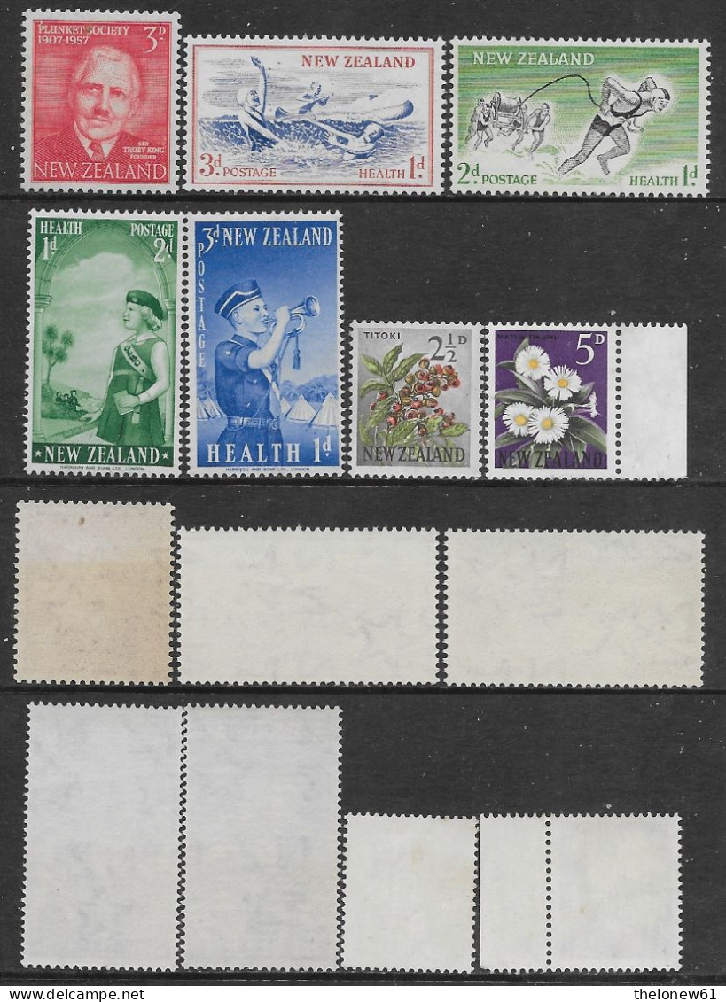 New Zealand 1957-1960 Plunket Society, Health, Flowers 7val Mi N.370-372,374-375,395,398 MNH ** - Neufs