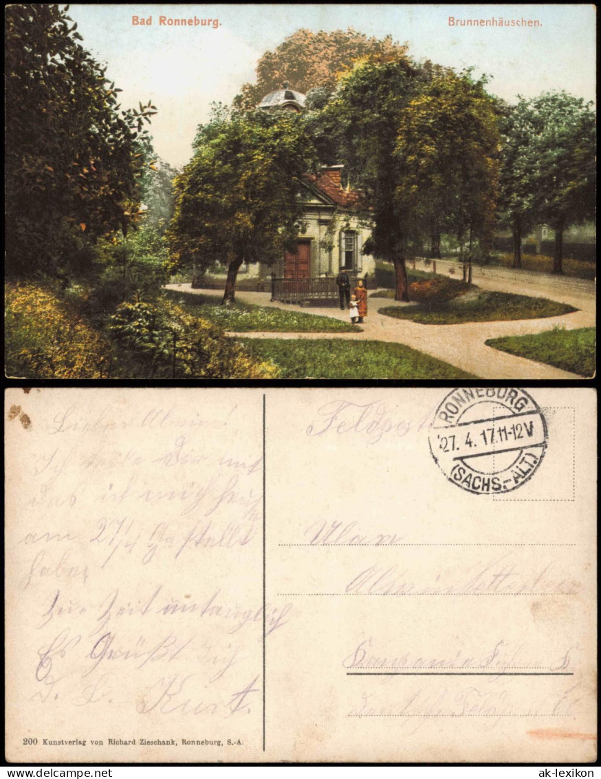 Ansichtskarte Ronneburg (Thüringen) Brunnenhäuschen. 1917  Gel. Feldpost - Ronneburg