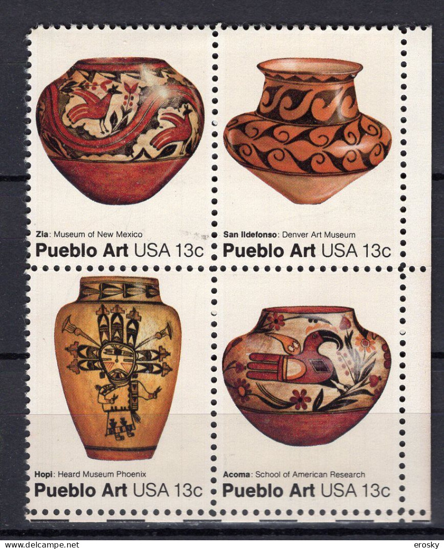 H1695 - ETATS UNIS UNITED STATES Yv N°1152/55 ** ART DES INDIENS - Unused Stamps