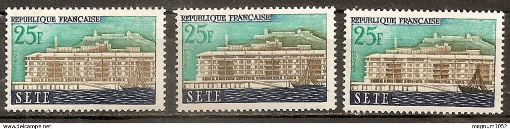 VARIETES SERIE  N 1155 ** /*  - 1 TB * SANS LE VERT - 1 TB ** BRUN ABSENT DANS FORT +3 TBS DE BISTRE CLAIR A TRES FONCE - Unused Stamps