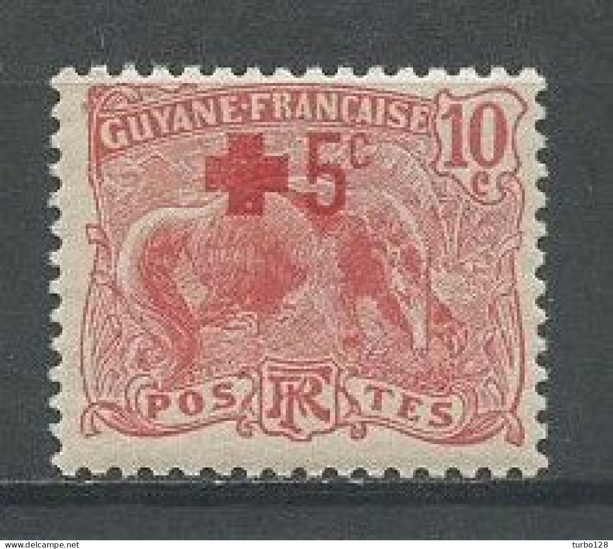 GUYANE 1915 N° 74 ** Neuf MNH Superbe C 3.50 € Croix Rouge Red Cross Faune Animaux - Neufs