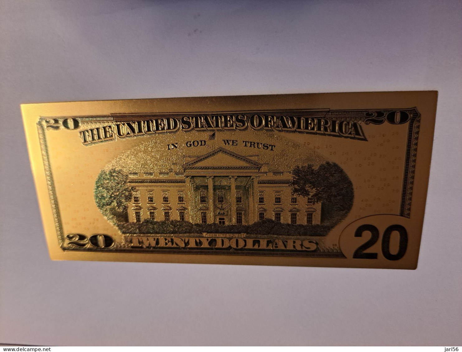 BANKNOTE / GOLDFOIL BILJET/ AMERICA  TWENTY   DOLLAR / SOUVENIR BILJET / UNC ** Goldfoil 015 ** - Other & Unclassified