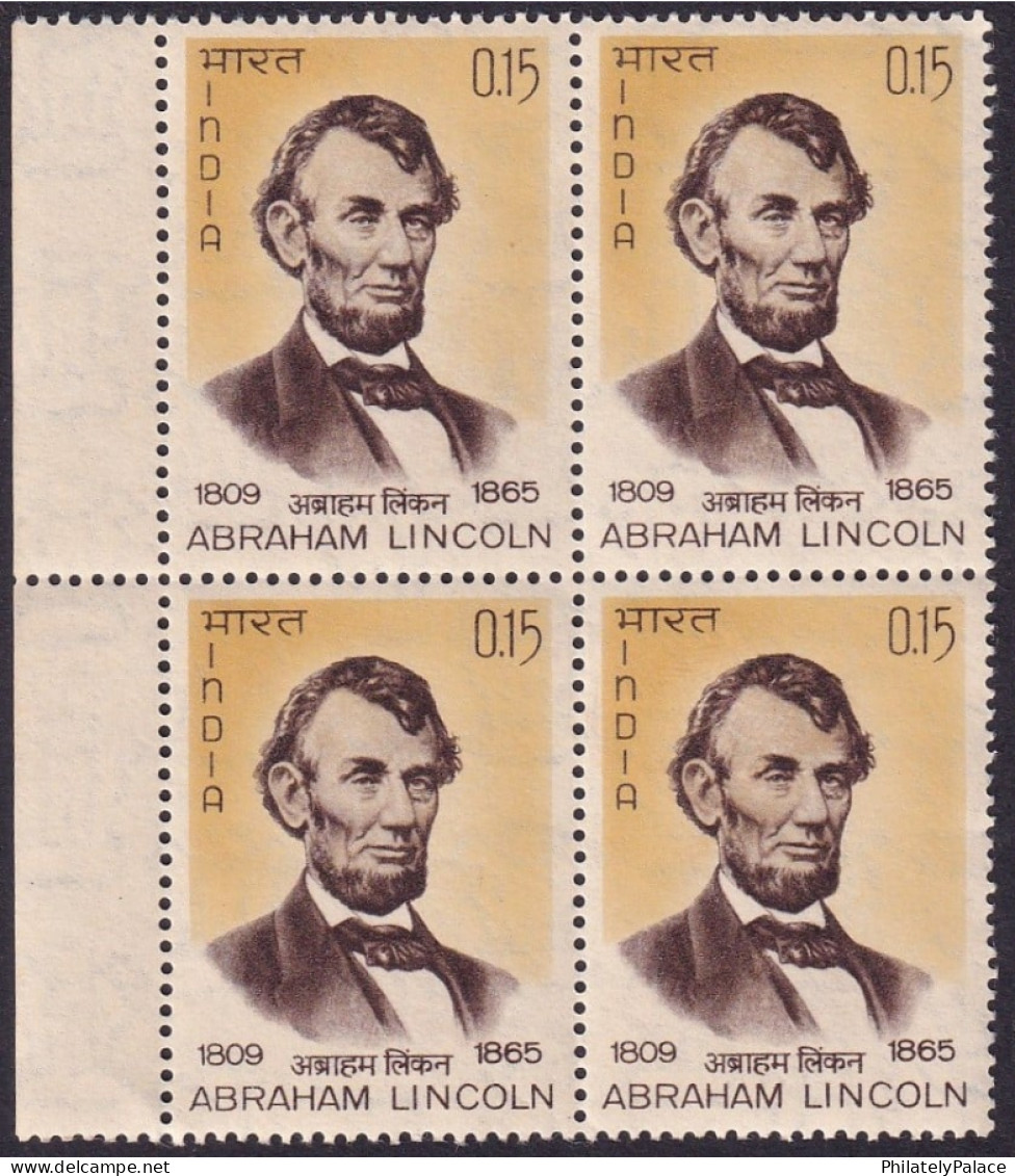 India 1965 Death Centenary Of Abraham Lincoln, Statesman And Humanitarian, America, Block, MNH (**) Inde Indien - Nuovi