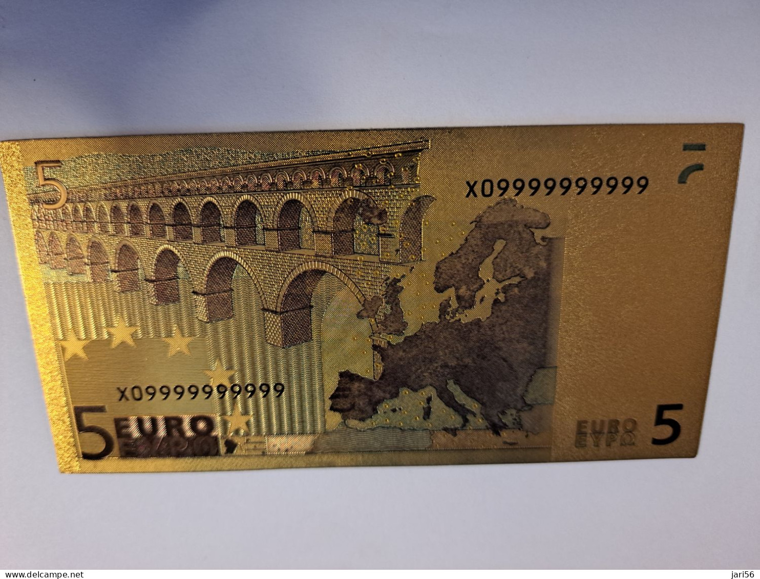 BANKNOTE / GOLDFOIL BILJET/  EUROPA/ EURO 5 / SOUVENIR BILJET / UNC ** Goldfoil 018 ** - Andere & Zonder Classificatie