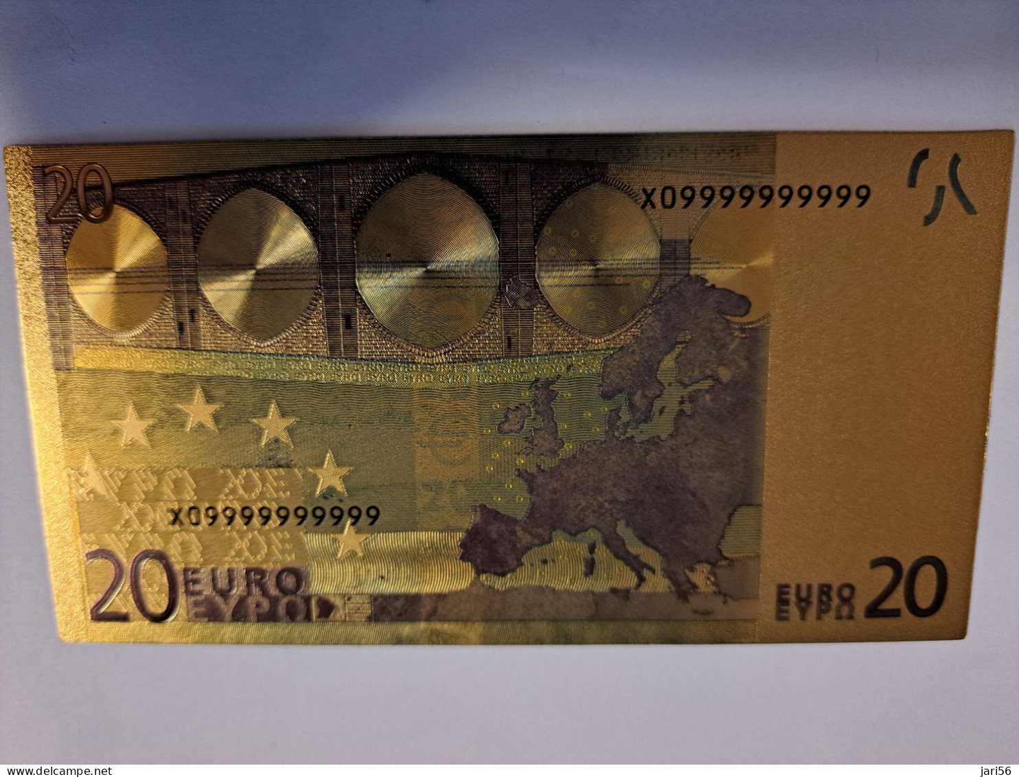 BANKNOTE / GOLDFOIL BILJET/  EUROPA/ EURO 20 / SOUVENIR BILJET / UNC ** Goldfoil 020 ** - Other & Unclassified